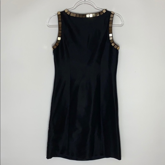 Tory Burch black silk gold sequins shift dress 2 - Picture 5 of 8